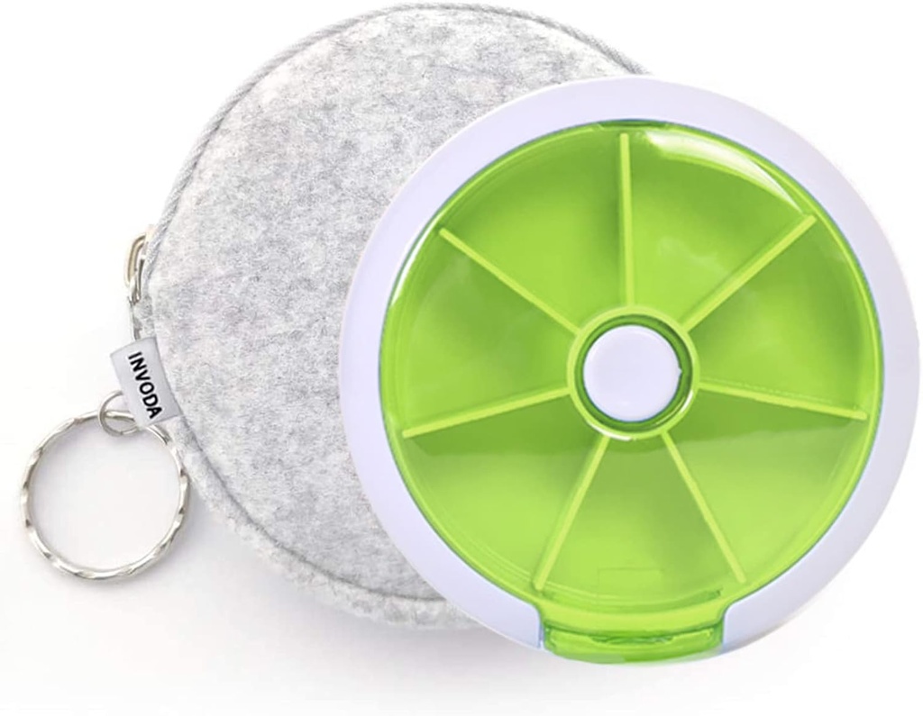 Τσάντα χαπιών Organizer Travel Pill για Purse Portable Medicine περίπτωση Μικρές Εβδομάδες Χάπια κουτί για βιταμίνες / Fish Oil/Pills/Supplements (Πράσινη 02+Bag)