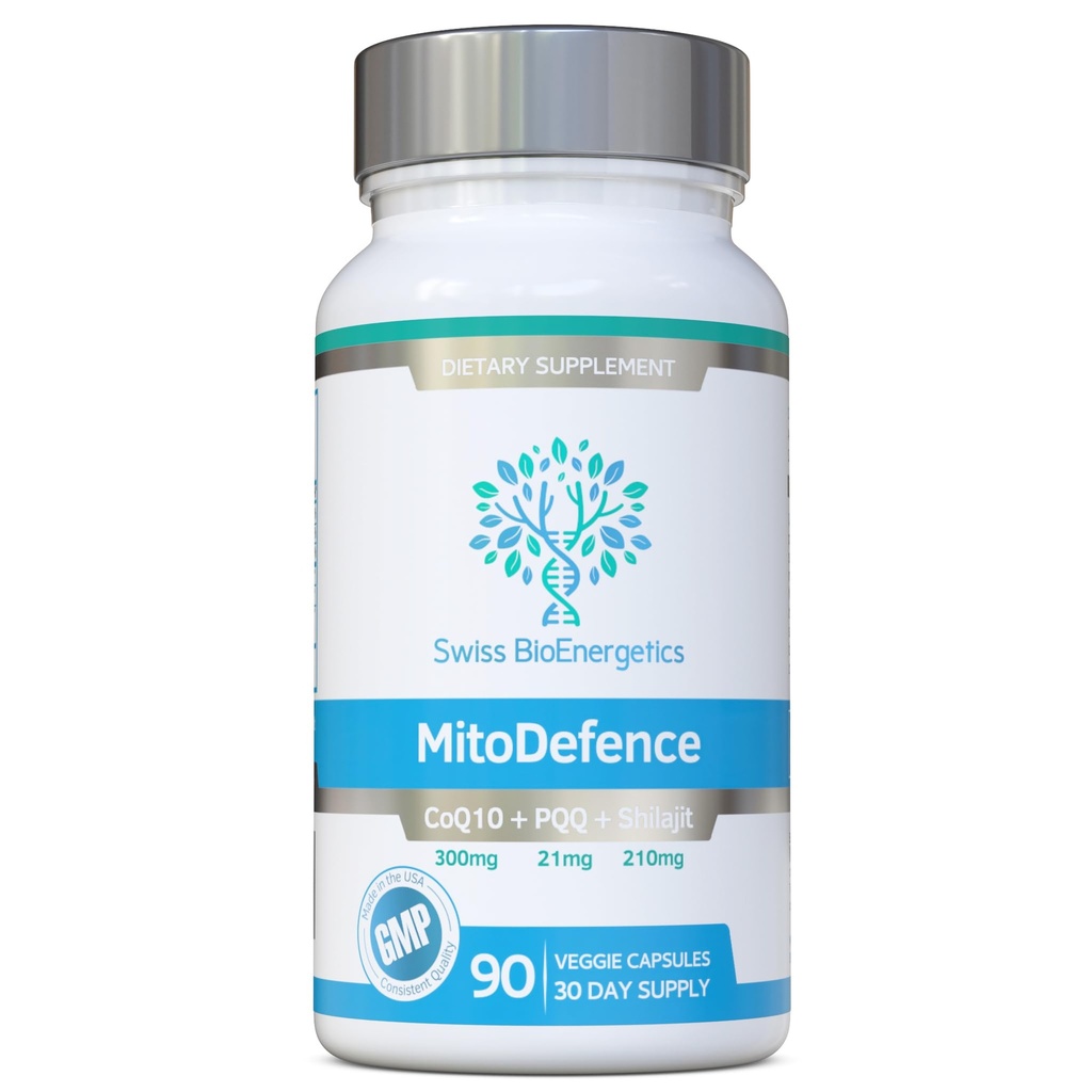 MitoDefence - 300mg CoQ10 με 21mg PQQ και 210mg Shilajit Καθημερινή δόση - All-in-ONE Μιτοχονδριακή υποστήριξη με ενισχυμένη απορρόφηση - Κατασκευάζεται και δοκιμάζεται στις ΗΠΑ