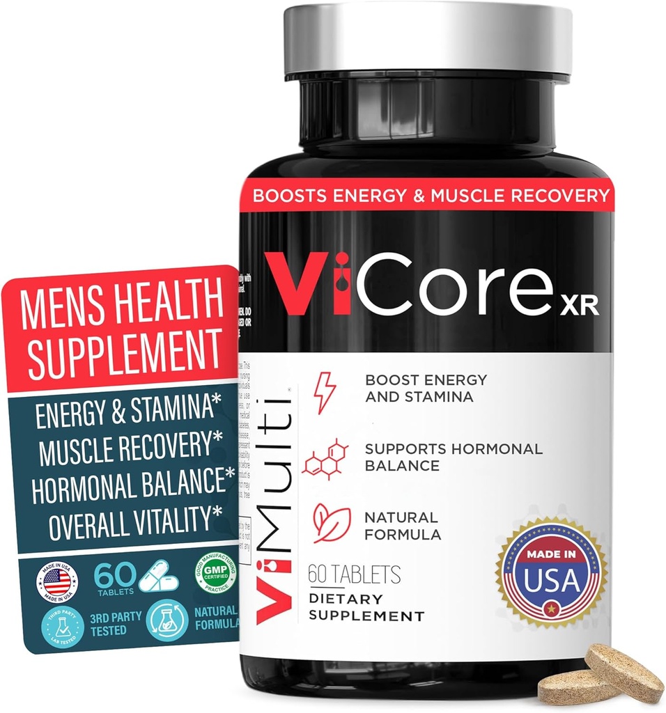 ViCore Premium Ανδρικό βοτανικό συμπλήρωμα – Tongkat Ali (Longjack), Maca Root, Panax Ginseng, ψευδάργυρος & L-αργινίνη – Υποστηρίζει την ενέργεια, Stamina, ανοσοποιητική υγεία & ανδρική ευεξία – 60 κάψουλες