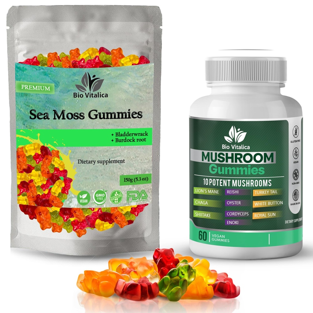 BIO VITALICA Sea Moss Gummies & Γκάμιες μανιταριών (Bundle)