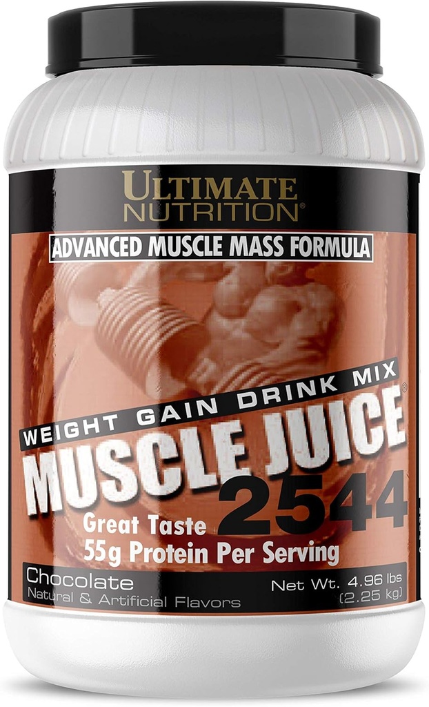 Ultimate Nutrition Μυϊκός Χυμός, Βάρος Κερδίστε Ποτό Μίγμα - Μαζική Κεραυνός Σκόνη για Άνδρες & Γυναίκες - Συμπλήρωμα για Lean Μύες Ανάπτυξη & Ανοσοποιητική Υποστήριξη με 55g Πρωτεΐνη - Σοκολάτα, 4.96lb