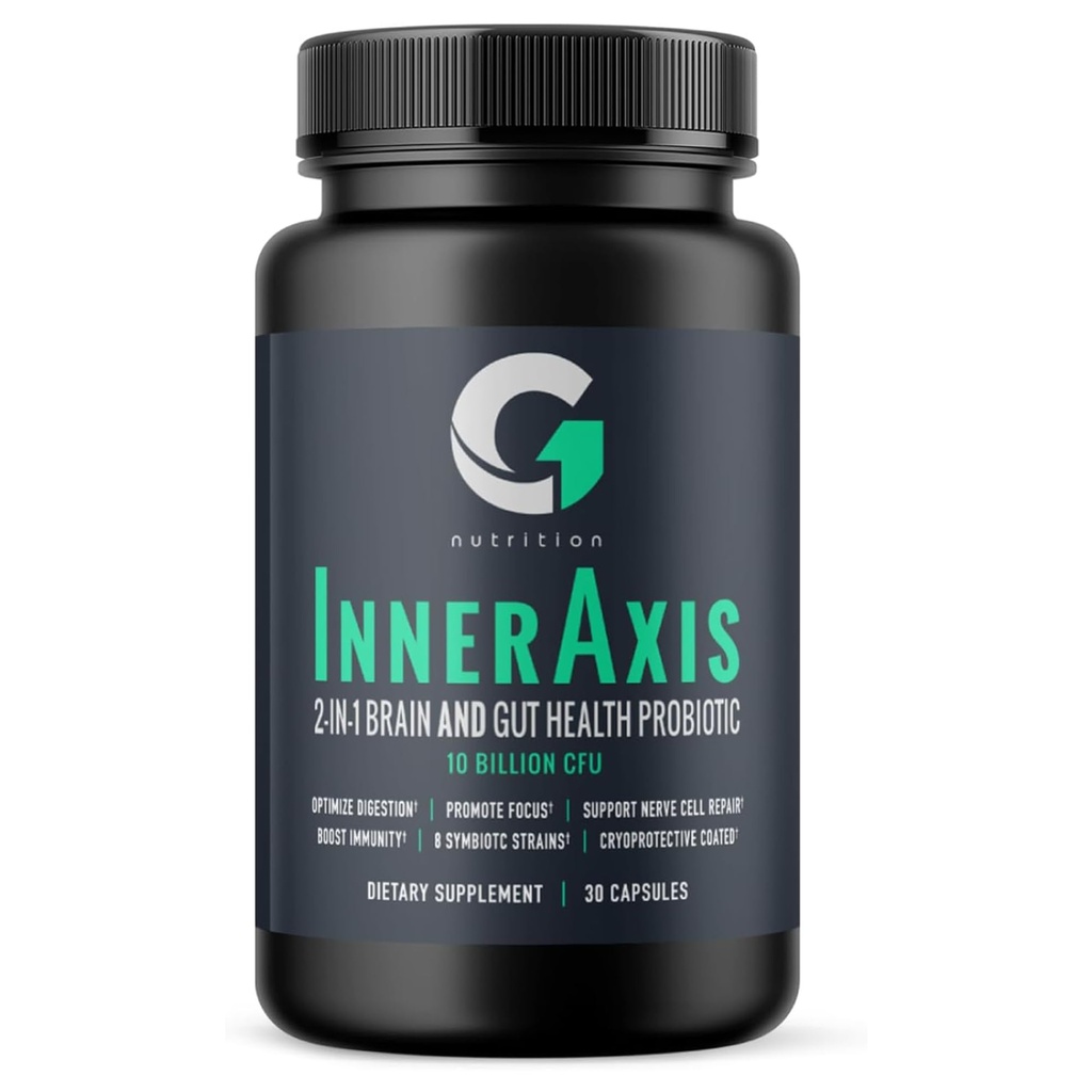 InterAxis 2-in-1 Προβιοτικό για την υγεία του εγκεφάλου και των ούρων, 10 δισεκατομμύρια CFU, 8 Συμβιοτικά στελέχη για την οσφυϊκή, ψυχοβιοτική, Mood και την υποστήριξη του εγκεφάλου, Acidophilus Probiotic για γυναίκες και άνδρες, 30 υπηρεσίες