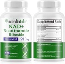 120 Count NAD Plus συμπλήρωμα, λιποσωμική Νικοτιναμίδη Riboside κάψουλες 900MG με ρεσβερατρόλη & Quercetin, υψηλής καθαρότητας Νικοτιναμίδη για την καταπολέμηση της γήρανσης, Cell Generation / Ενέργεια / Immune Booster