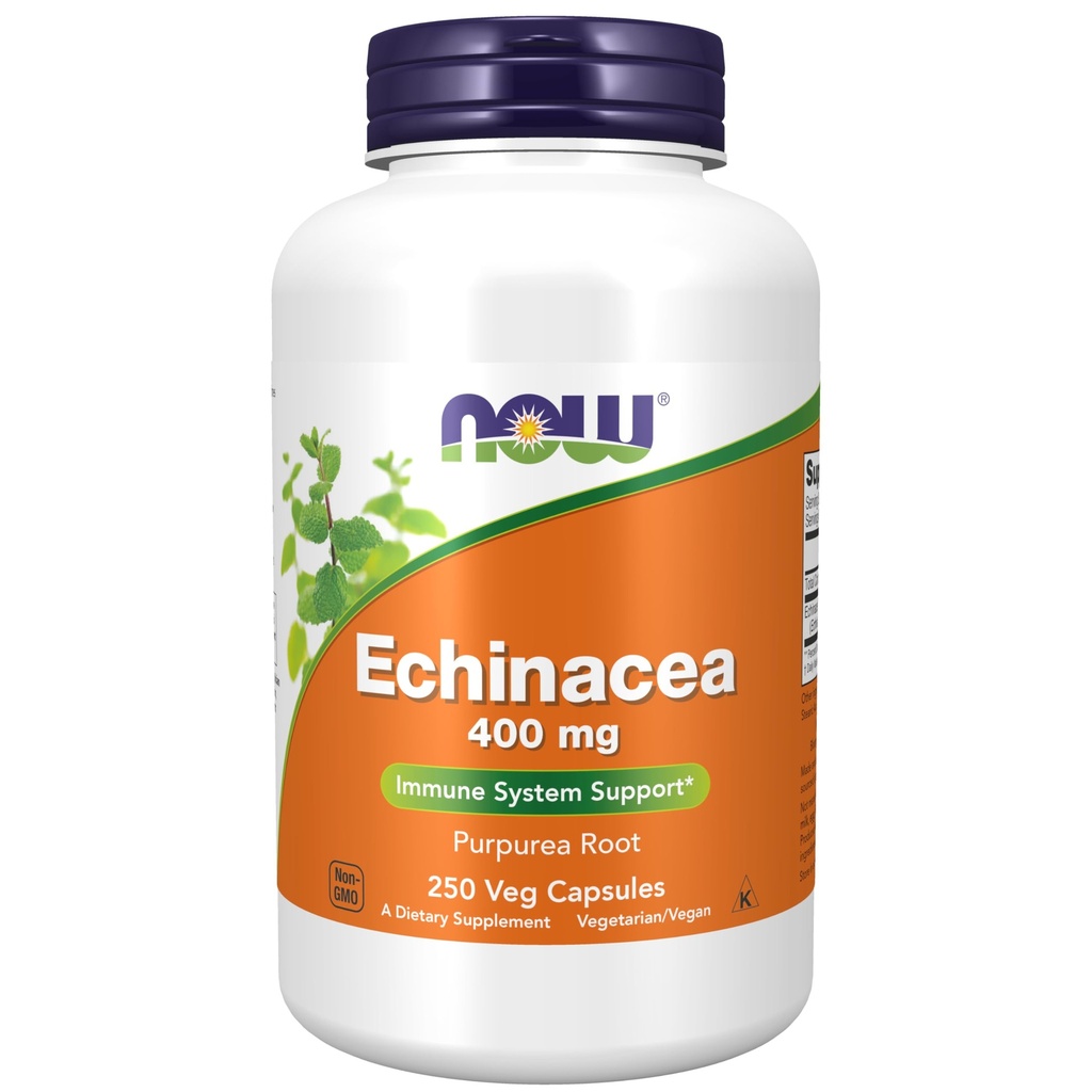 NOW Συμπληρώματα, Echinacea (Purpurea Root) 400 mg, Υποστήριξη ανοσοποιητικού συστήματος *, 250 κάψουλες Veg