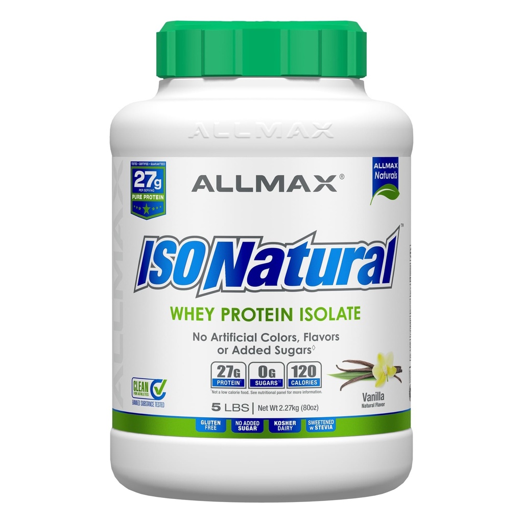 ΣΥΝΤΟΜΟΓΡΑΦΙΚΟ ΔΙΑΤΡΟΦΗΣ ALLMAX Whey Protein Isolate, Vanilla - 5 λίβρες - 27 γραμμάρια πρωτεΐνης Per Scoop - Zero Fat & Sugar - 99% Λακτόζη Χωρίς - με Πρεβιοτικά - Χωρίς Τεχνητές Γεύσεις - 73 Μερίδες