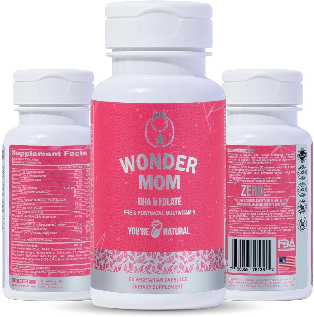 Premium Προγεννητικές & Μεταγεννητικές Βιταμίνες: Φολικό, DHA, Χολίνη, Σιδήρος, B12, Πολυβιταμίνη & Προβιοτικά, Υποστηρίζει την ανάπτυξη του εμβρυϊκού εγκεφάλου, Εγκυμοσύνη & Επιλόχεια Υγεία, Vegan, Μη ΓΤΟ, Χωρίς Γλουτένη, 30 ημέρες