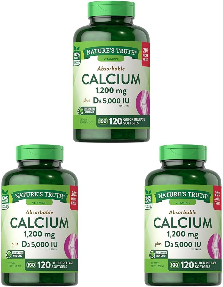 Nature's Truth Απορροφήσιμο ασβέστιο 1200 mg με βιταμίνη D3 5000 IU 