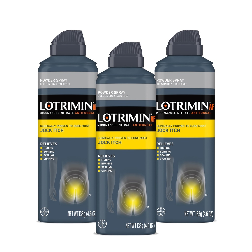 Lotrimin AF Jock Itch Powder Spray, Miconazole Nitrate 2% - Θεραπεία των περισσότερων Itch, 4,6 Ουγγιά (133 γραμμάρια) Spray Can (Pack 3)