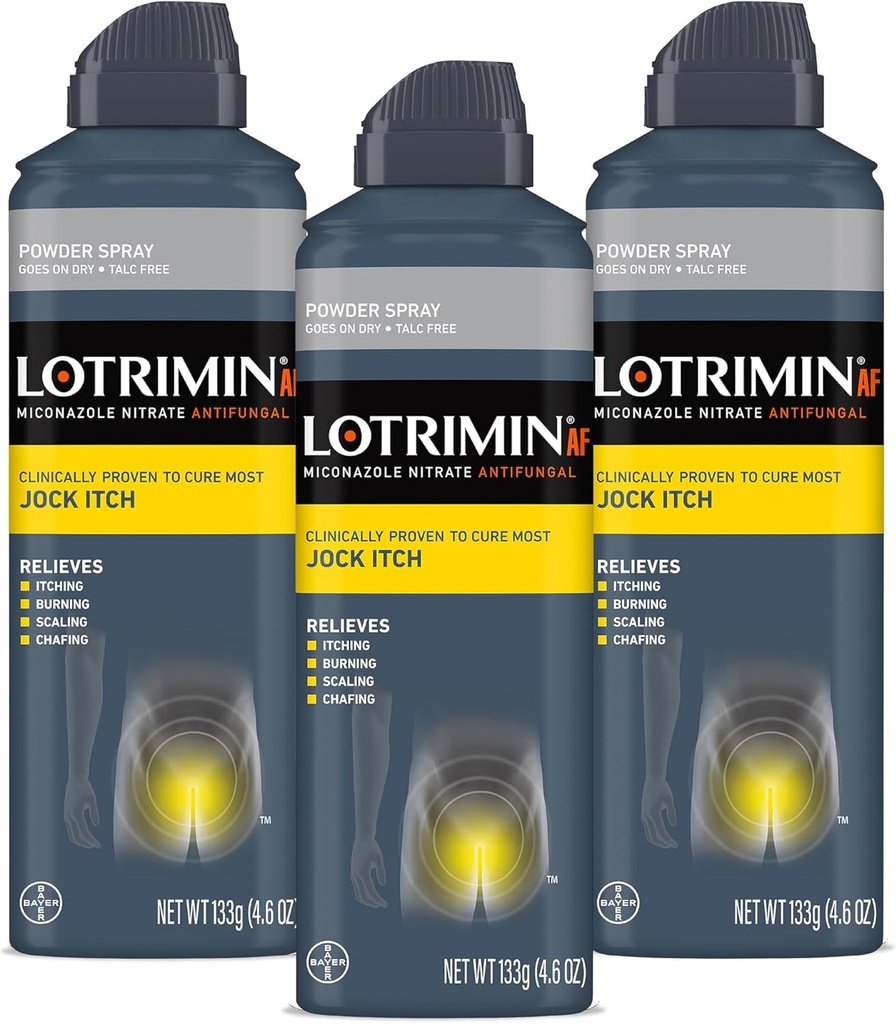 Lotrimin AF Jock Itch Powder Spray, Miconazole Nitrate 2% - Θεραπεία των περισσότερων Itch, 4,6 Ουγγιά (133 γραμμάρια) Spray Can (Pack 3)