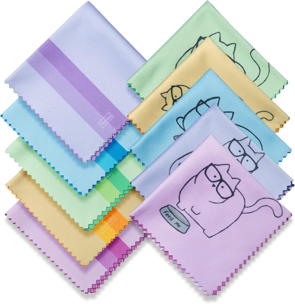 10 Pack χαριτωμένο Κίτι σχέδιο γάτας Multicolor μικροϊνών καθαρίζοντας cloths για τον καθαρισμό γυαλιά φακοί γυαλιά ηλίου και κινητό τηλέφωνο Όμορφα χρώματα Σχεδιαστής μπλε ροζ κίτρινο μοβ πράσινο μαντηλάκια