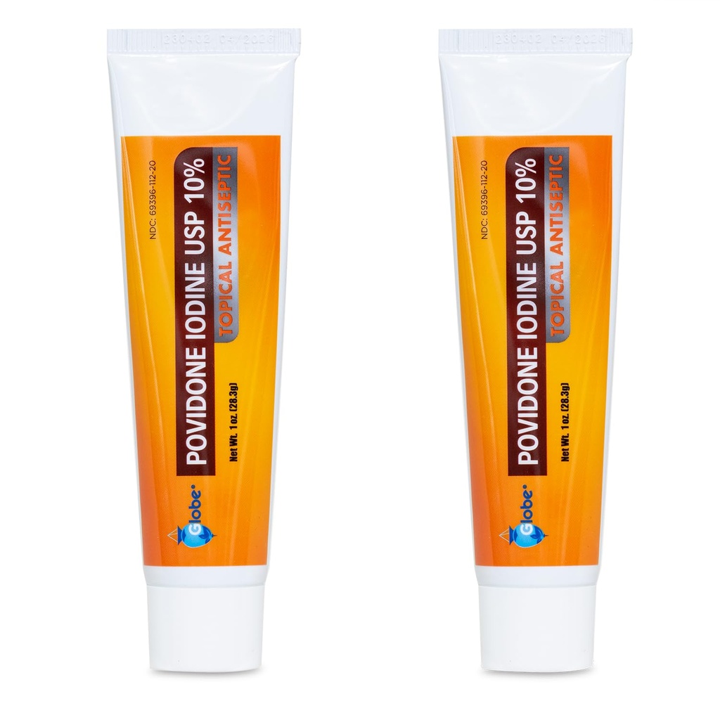 Globe (2 Pack) Povidone Iodine 10% First Aid Ointment 1 Oz, for Cuts Scrapes Burns (Compare to Betadine)