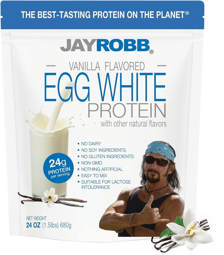 JAYROBB Βανίλια Αυγό Λευκή πρωτεΐνη 24 oz, 1,5 λίβρα τσάντα