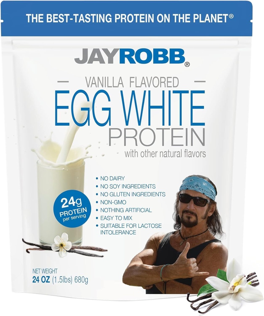 JAYROBB Vanilla Egg White Protein 24 oz, 1.5 Pound Bag