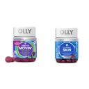 OLLY Constipation Relief Gummies με Rhubarb, Prunes, Amla Plum Berry Flavor 30ct και Lowing Skin Gummy με Υαλουρονικό Οξύ, Collagen, Sea Buckthorn 25 Day Supply Plump Berry 50 Count
