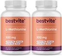 BESTVITE L-Μεθειονίνη 500mg (240 κάψουλες χορτοφαγικής) (120x2) - Όχι Stearates - Vegan - Μη ΓΤΟ - Χωρίς γλουτένη