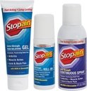 Stopain Pain Relief Combo Set (Gel, Roll On, Spray) USA Made, Max Strength Fast Acting with MSM, Glucosamine, Menthol for Lower Back, Knee, Neck HSA Topic Analgesic Products