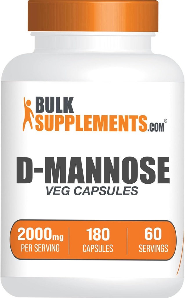 BulkSupplements.com Κάψουλες D-Mannose - D- Mannose συμπλήρωμα, για την υποστήριξη της ουρικής αρτηρίας - Vegan & Gluten Free, 3 κάψουλες ανά υπηρεσία (2000mg), 180 Count (Pack of 1)