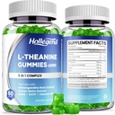 L-Theanine Gummies, l'theanine 400mg με Ashwagandha, GABA, 5HTP, L-theanine Chewable Supplement for Relax, Zzz & Focus Support, Vegan, Lemon Γεύση, 120 Counts