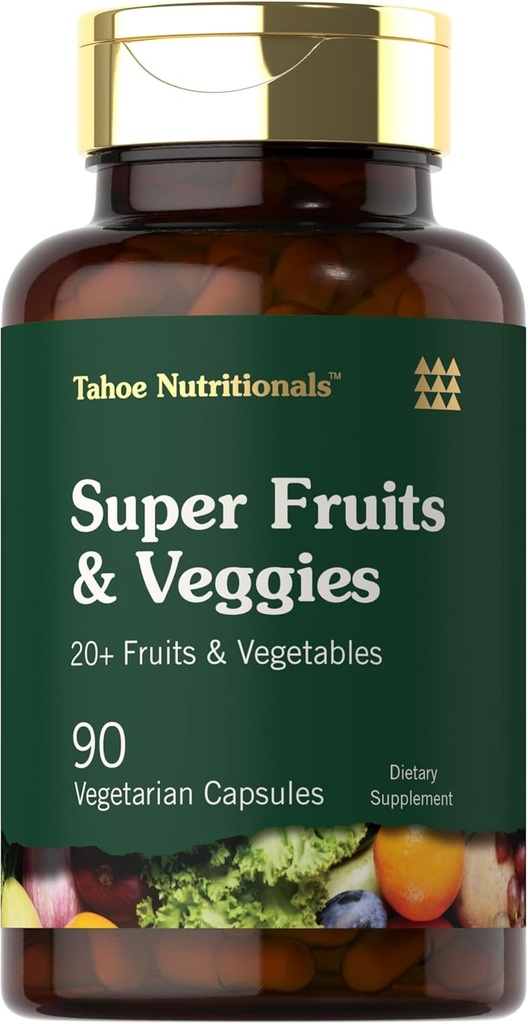 Tahoe Nutritionals Super Fruits and Veggies Capsules | 90 Count | Vegetarian, Non-GMO and Gluten Free Supplement
