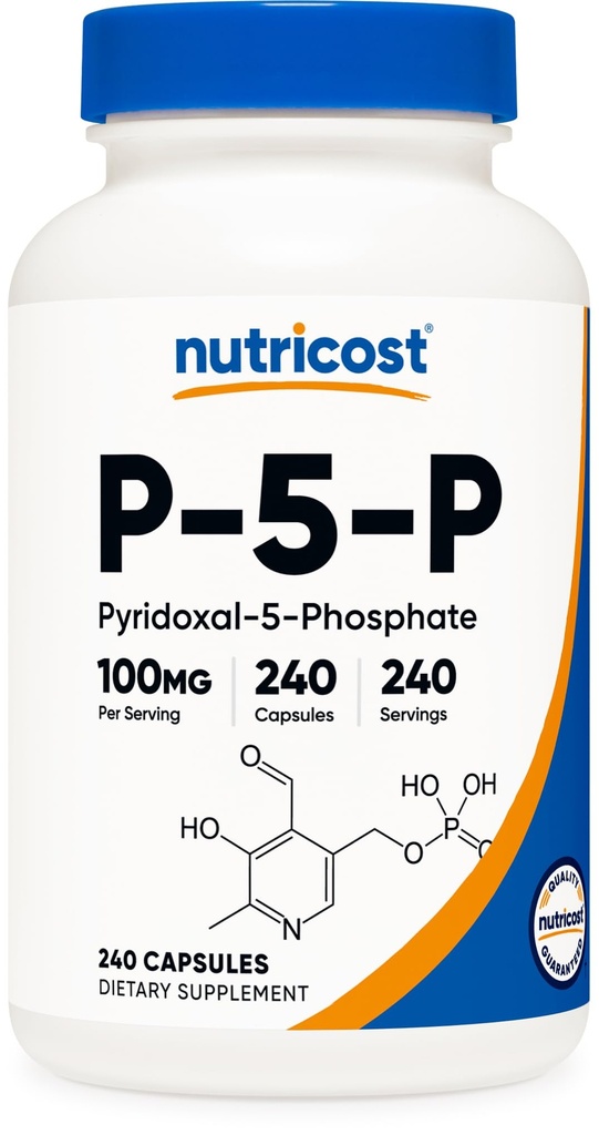 Nutricost P5P Βιταμίνη B6 συμπλήρωμα 100mg, 240 κάψουλες (Pyridoxal-5-Phosphate) - Χορτοφαγικά Φιλικά, μη ΓΤΟ, Χωρίς γλουτένη
