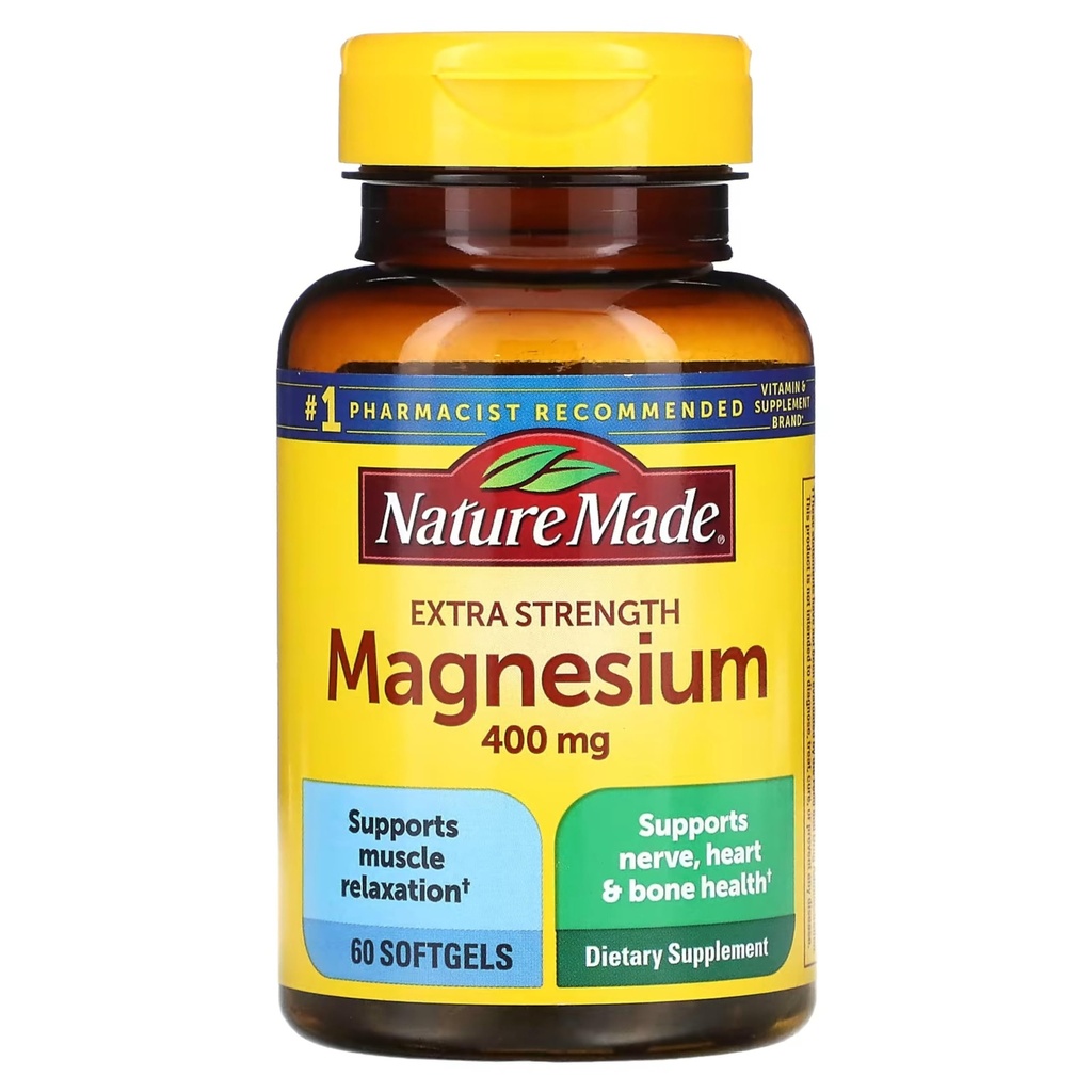 Nature Made Extra Strength oxide μαγνησίου 400 mg, Συμπλήρωμα διατροφής για τους μυς, τα νευρικά οστά και την καρδιά Υποστήριξη- 60 Softgels,
