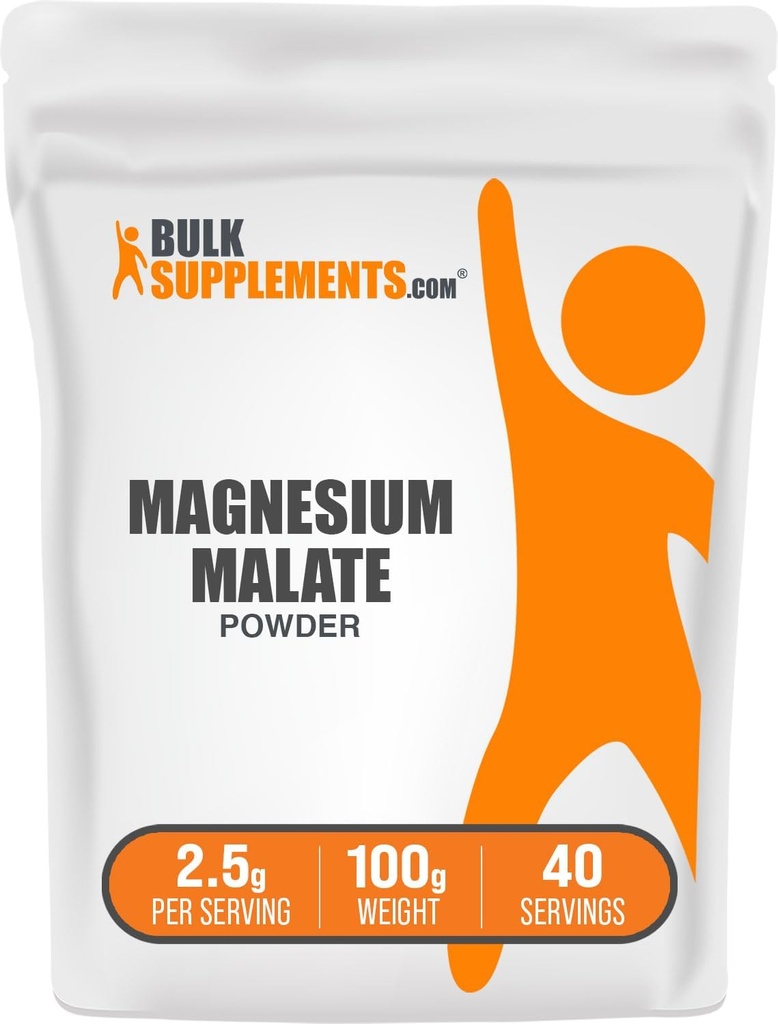 BulkSupplements.com σκόνη μηλεϊνικού μαγνησίου - Συμπληρώματα μαγνησίου, Υψηλή Bioavailabilty - Χωρίς γεύση και γλουτένη, 2.5g ανά Σερβίρισμα, 100g (3.5 oz) (πακέτο του 1)