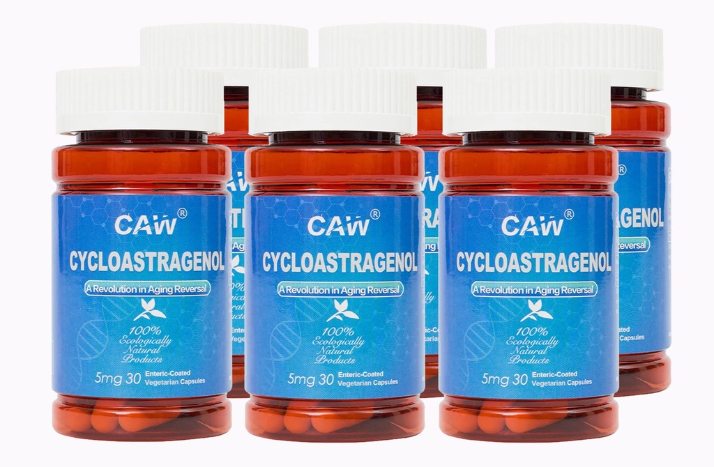 CAW Hypersorption Cycloastragenol | Anti-Aging Telomerase Activation | DNA Health and Immunity Boost | 5Mg 30Enteric-Coated Capsules 6 Bottles