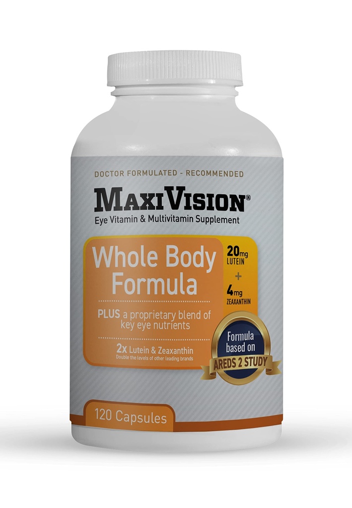 MaxiVision® AREDS 2 Whole Body Formula - AREDS 2 Eye Vitamins w/Lutein και Zeaxanthin - για Macular Support - Eye Supplements for Eye Strain - 120 Capsles Count, 1 Φιάλη