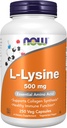 NOW L-lysine 500 mg, 250 Capsules