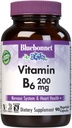 Bluebonnet Διατροφή Βιταμίνη Β6 Καψάκια λαχανικών, 200 mg, Για την υγεία του καρδιαγγειακού και νευρικού συστήματος, Χωρίς σόγια, Χωρίς γλουτένη, Kosher, Χωρίς γαλακτοκομικά, Vegan, Μη ΓΤΟ, 90 Κάψουλες λαχανικών, 90 Σερβιέτες