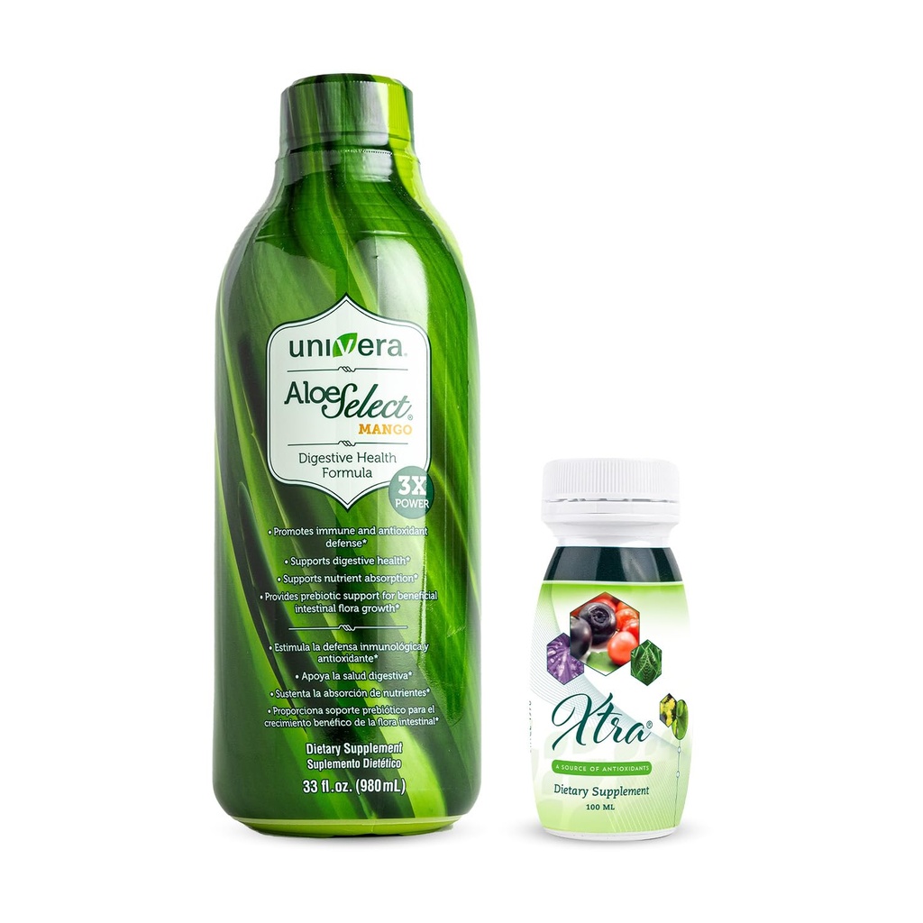 Univera to go Pack Aloe Vera Juice, Organic Aloe Vera, Mango Flavor Xtra Minis, Multimineral fruites Complex, 15 Natural Ingredients,