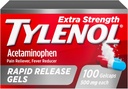 Tylenol Extra Strength Acetamophen Rapid Release Gels, Pain Reliever & Fever Reducer, Gelcaps με Laser-Drilled Holes for Fast Release, Gentle on Stomach, 500 mg Per Gelcap, 100 Count OTC Medicine