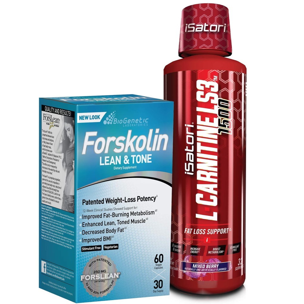 iSatori L-καρνιτίνη LS3 μικτή Berry 1500mg (32 υπηρεσίες) & BioGenetic Labs Forskolin Lean & Tone