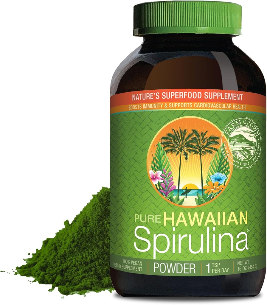 Nutrex Χαβάη, καθαρή σκόνη Χαβάης Spirulina, Vegan, υποστηρίζει ανοσοποιητικό σύστημα, καρδιά, κύτταρα και ενέργεια, 16 ουγγιά