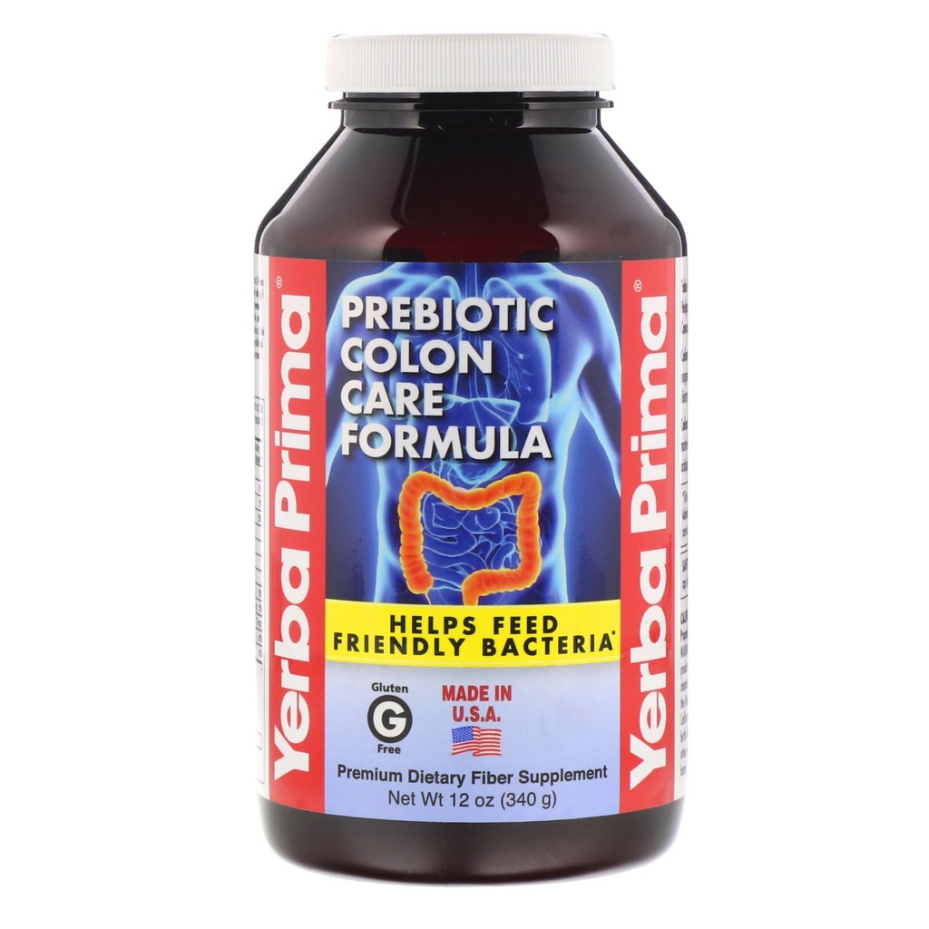 Yerba Prima Prebiotic Colon Care Formula Powder, 12 ουγγιά - Premium συμπλήρωμα διαιτητικών ινών, χωρίς γλουτένη, Made in USA, Non-GMO