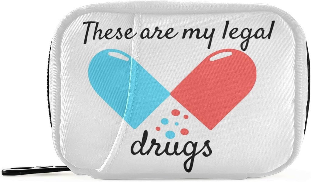 Naanle Blue και Red Pill Box 7 Day Case Bag Organizer με Zipper Φορητό Εβδομαδιαίο Συμπαγές Μέγεθος για τον κάτοχο Συμπληρώματος Βιταμίνης Ένα Καρτούν Λευκό 4,6 x 3,14 x 1,88 Inch