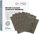 Dr. Med Silver Αλγινικό ασβέστιο Πληγή φόρεμα 4''x4'', 10 ατομική συσκευασία υψηλής απορροφητικότητας Ag Alginate τραύμα, μη αυτοκόλλητη, ανώδυνη αφαίρεση Gauze για Bedsore, Ulcers, δέρμα εκδορές