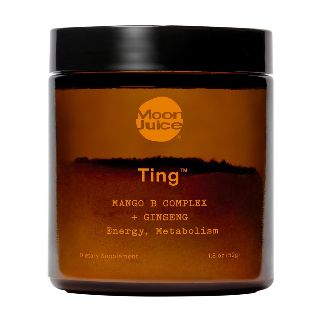 Χυμός Σελήνης - Ting Mango Vitamin B Complex + Ginseng Supplement - Jar (25 σερβιρίσματος) - Caffeine Free Energy, Μεταβολισμός & Mood - Βιολογικό Tulsi & Guava - 3rd Party Tested - Vegan & Non GMO - 1.7oz