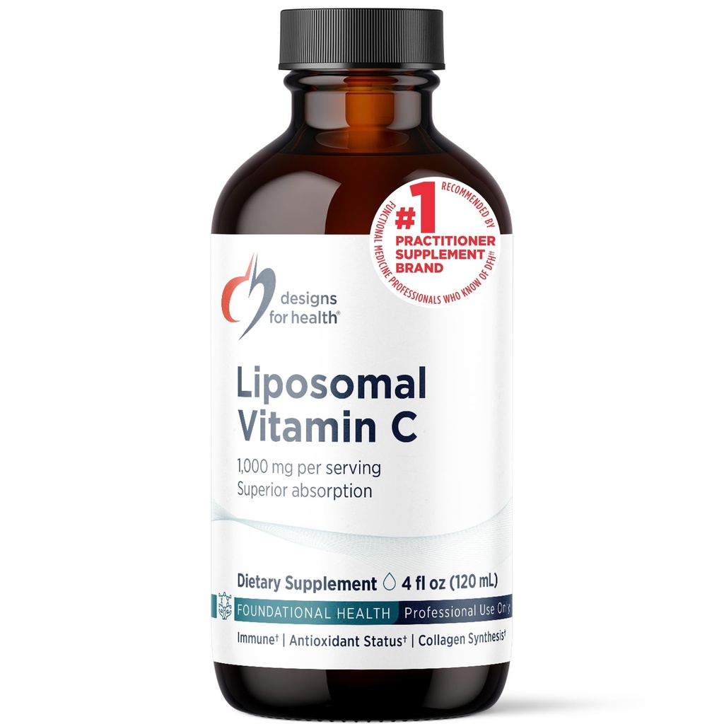Designs for Health Liposomal Vitamin C Liquid - 1000mg Vitamin C Supplement - Liposomes (from Sunflower Lecithin) for Superior Absorption - Non-GMO, Pleasant Lemon Flavor (24 Servings / 4oz)