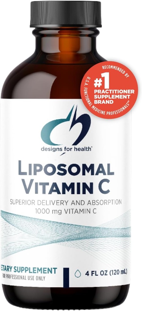 Designs for Health Liposomal Vitamin C Liquid - 1000mg Vitamin C Supplement - Liposomes (from Sunflower Lecithin) for Superior Absorption - Non-GMO, Pleasant Lemon Flavor (24 Servings / 4oz)