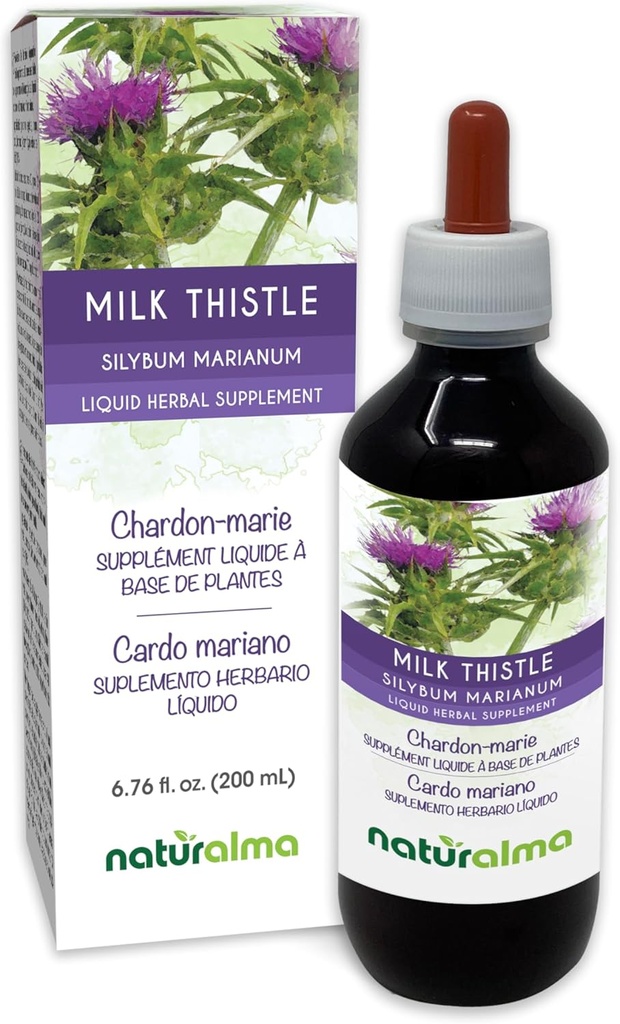 Naturalma Milk Thittle (Silybum marianum) Φρούτα και βότανο Βάμμα Χωρίς Αλκοόλ - 6.76 fl oz Liquid Extract in Drops - φυτικό συμπλήρωμα - Vegan