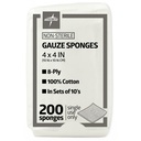 Medline 4 x 4 ίντσα σφουγγάρια Gauze, μη αποστειρωμένο 8-Ply Υφαντό γάζα, 100% βαμβάκι, ιδανικό για το ντύσιμο τραύματος, φροντίδα τραύματος, Γενική χρήση πρώτων βοηθειών, συσκευασία 200