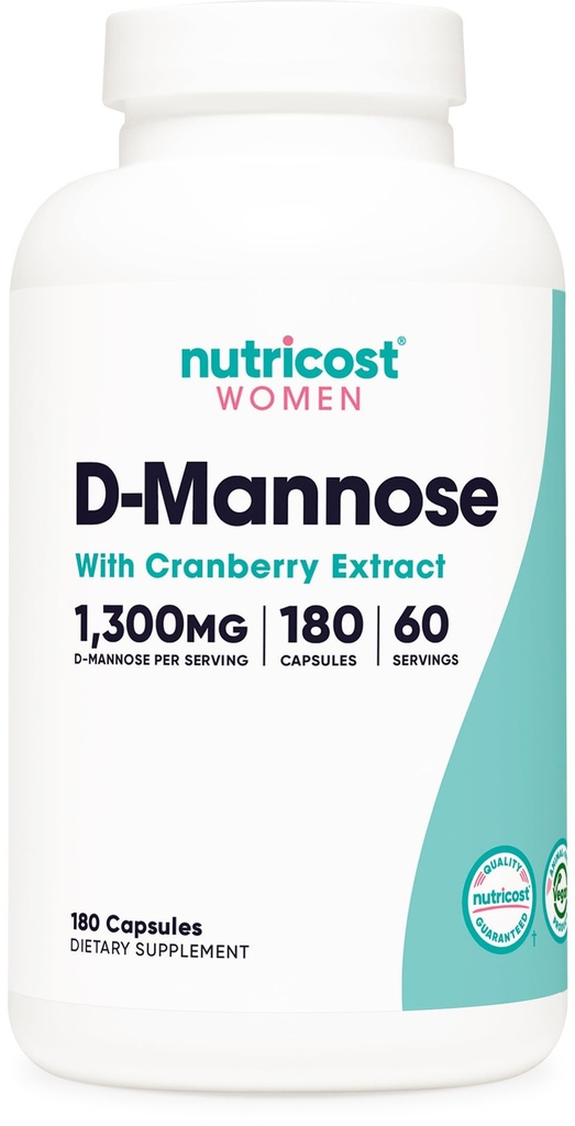 Nutricost D- Mannose με εκχύλισμα βατόμουρου για γυναίκες 1300mg 180 κάψουλες