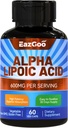 Alpha Lipoic Acid Supplement, Alpha Lipoic Acid 600mg Per Serving, Vegan, Gluten Free, Non-GMO ALA Supplement, 60 Vegetable Capsules