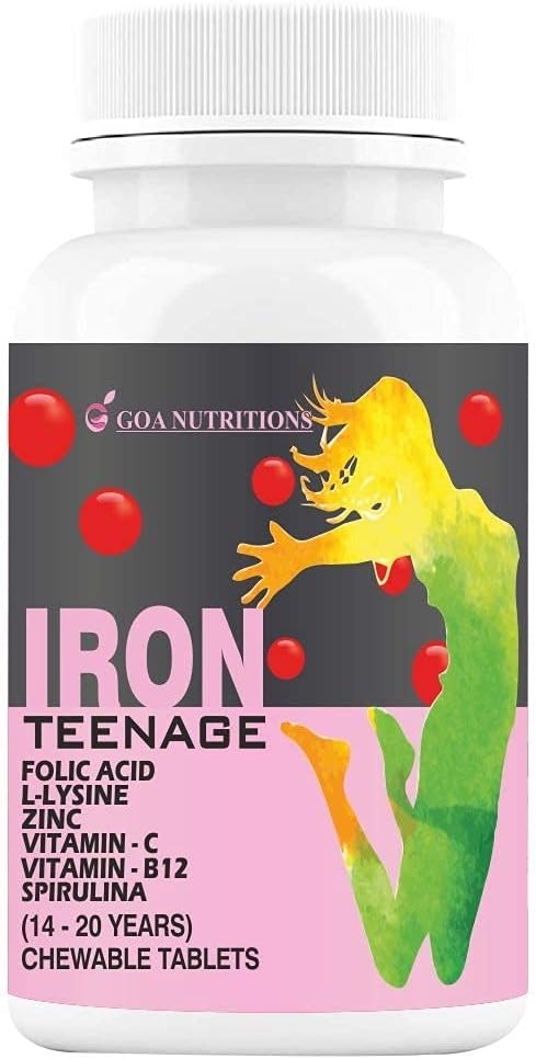 Generic Viva Iron Tablets with Folic Acid Vitamin C, B12, lysine, Spirulina & Zinc Συμπληρώματα Ως Οικοδομήτης Αιμοσφαιρίνης, Αναμνηστικά Αναμνηστικά, Ενέργεια για Γυναίκες Έφηβα Κορίτσια – 60 Μασώμενα (Pack of 1)
