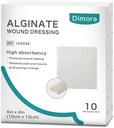 Dimora Αλγινικό ασβέστιο Dressing, 4'' x 4'' Patches,10 Ατομικά Στείρα, Μαλακό και άκρως απορροφητικό Dressing Gauze, Μη Stick Padding