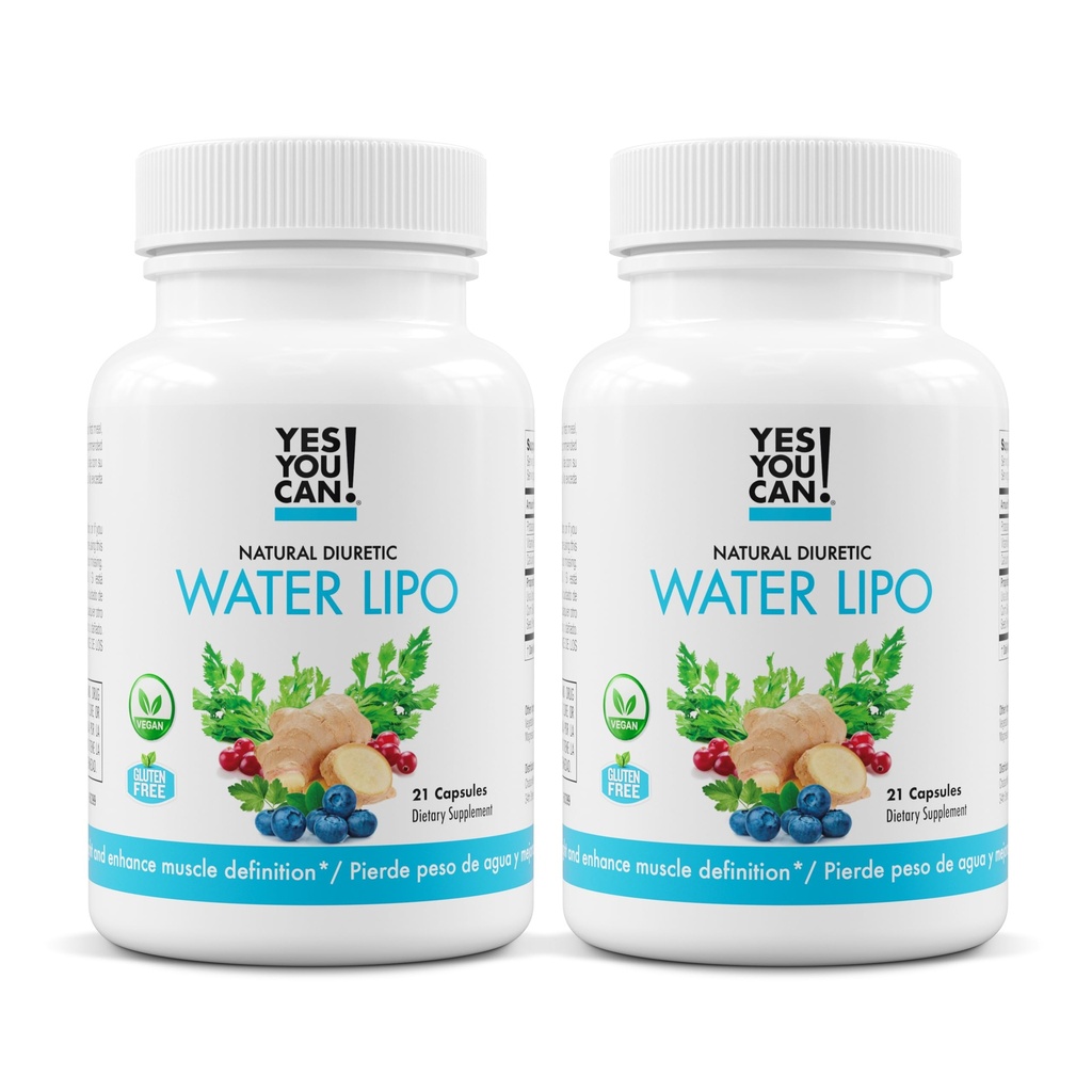 Ναι Μπορείς! Φυσικό νερό χάπια Lipo - Diuretic Cleanse με ηλεκτρολύτες & βιταμίνες - Βοηθά με τη διατήρηση νερού - Χωρίς γλουτένη, 21 κάψουλες ανά φιάλη (2 Συσκευασία)