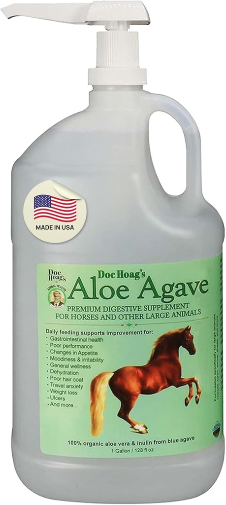 Doc Hoag του Aloe Vera+Agave Premium συμπλήρωμα αλόγων – Made in USA – Original Udder Balm – Φυσική γαστρική υποστήριξη για άλογα & μεγάλα ζώα – Άγχος ανακούφιση & Ulcer Care, 128 Fl Oz.