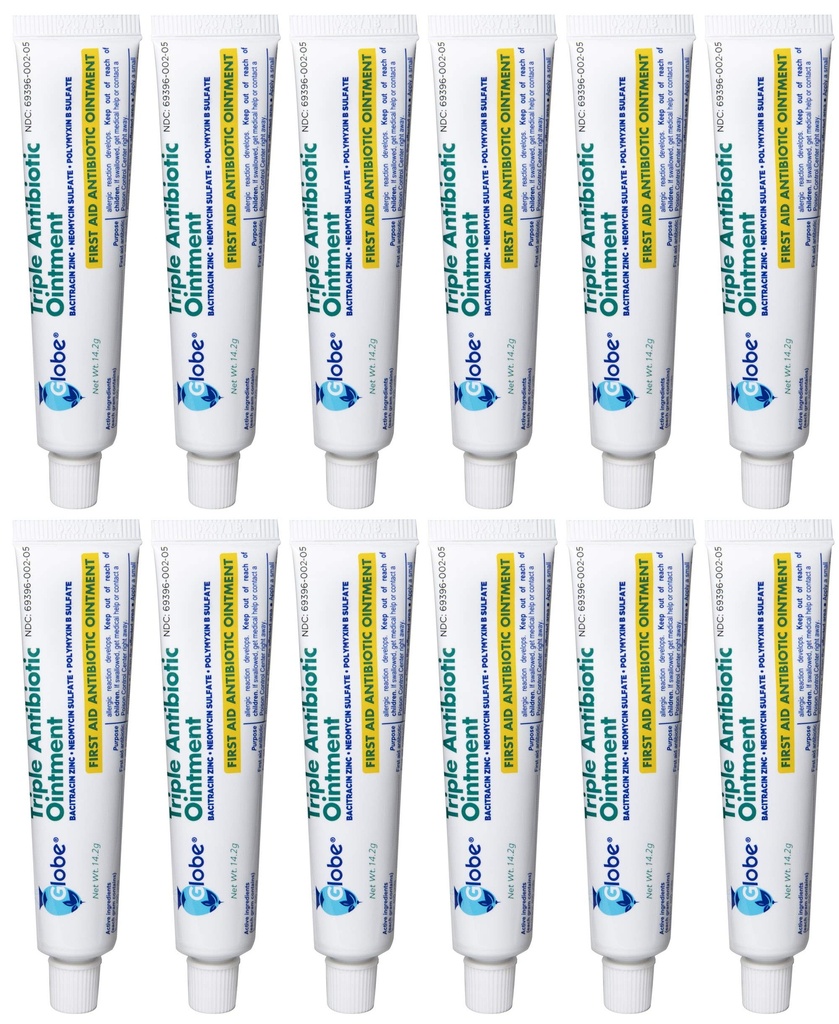 Globe (12 Pack) Τριπλή Αντιβιοτική Αλοιφή Πρώτων Βοηθειών 1 oz, Αντιβιοτική Αλοιφή Πρώτων Βοηθειών, 24ωρη Προστασία Λοιμώξεων, Θεραπεία Περιθάλψεως Τραυμάτων για Μικρές Σκραπς, Εγκαύματα και περικοπές