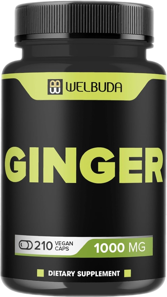 1000mg Ginger Συμπληρώματα κάψουλες με βερβερίνη HCl, Elderberry, Echinacea & More - 11in1 Υποστηρίξτε την πέψη, κοινή υγεία, ανοσοποιητικό σύστημα, και την υγεία της καρδιάς - 210 χάπια Ginger